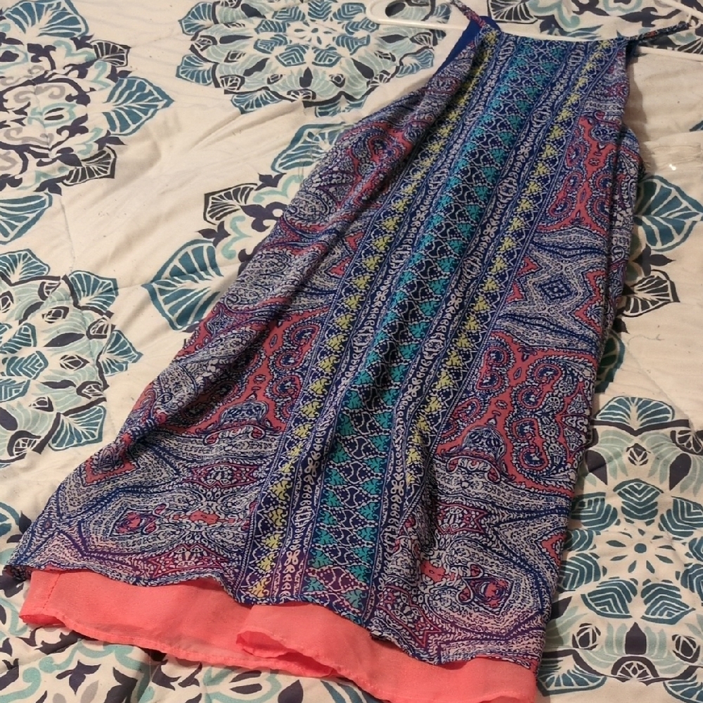 Love Reign Blue Based Geometric Patterned Dress